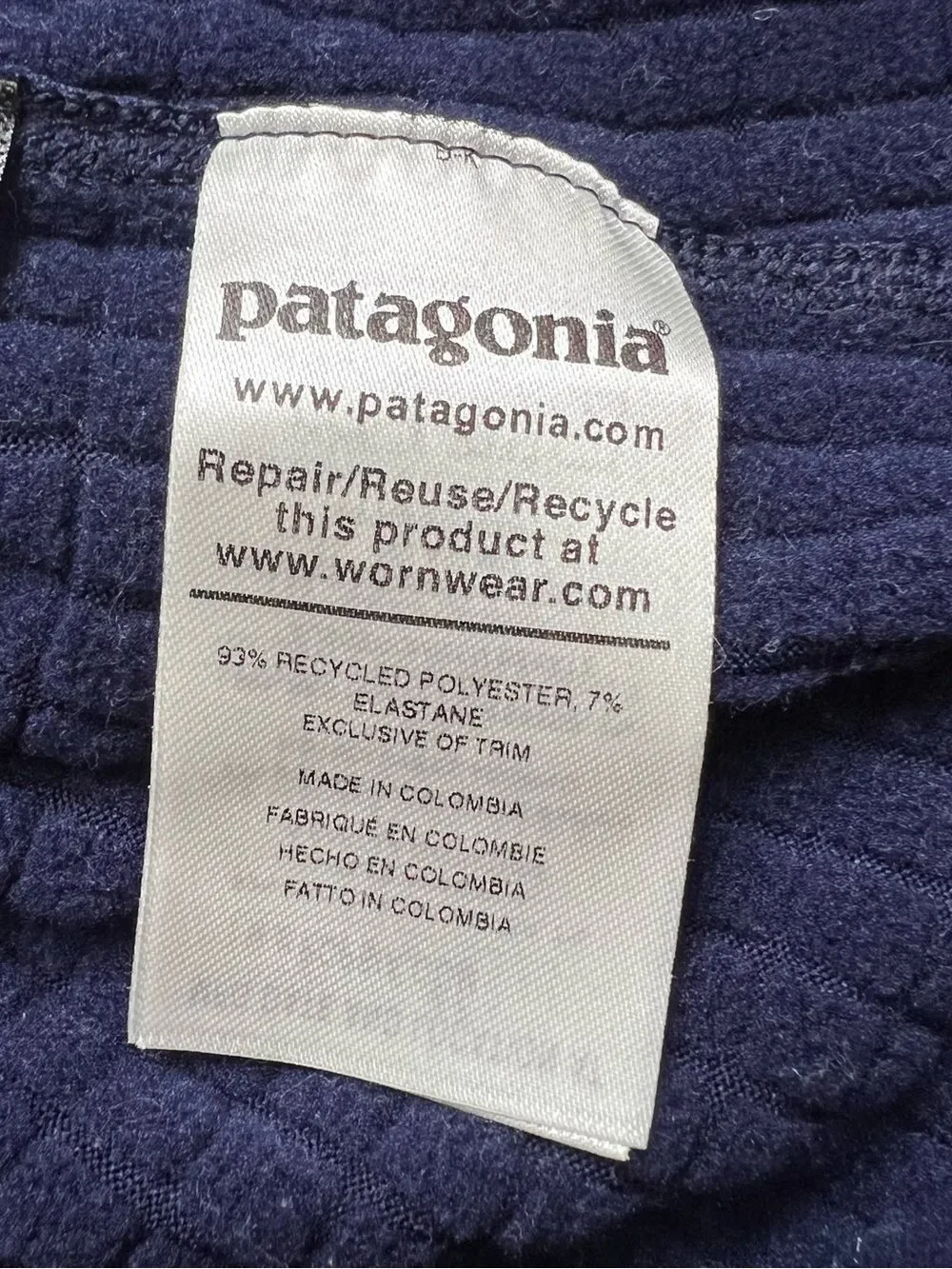 Patagonia Women’s R1 Pullover Navy Blue Textured 1/2 Zip Sweatshirt Size Small